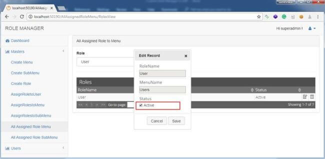 Activate, Deactivate and Delete Assigned Menu